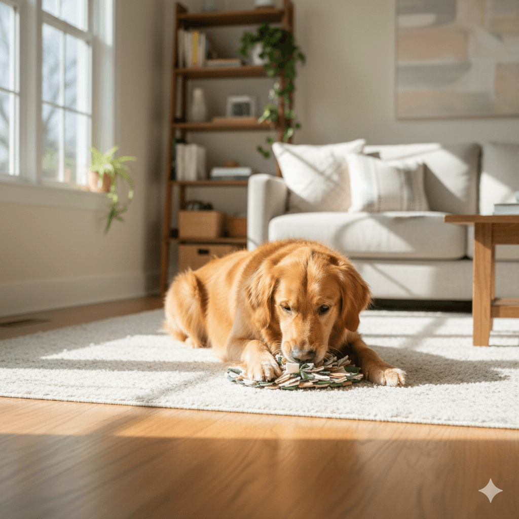 Dog with organic rope toy